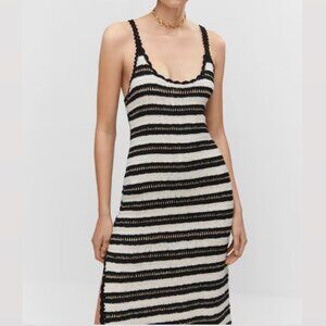FREE SHIPPING! NWT - MANGO - Striped Crochet Dress Black & White